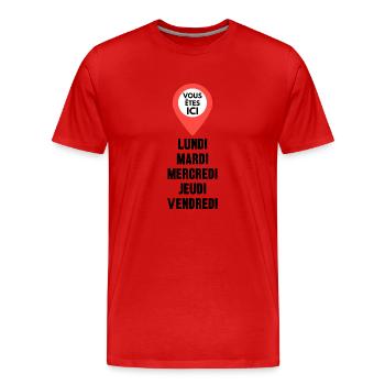 vous êtes ici - T-shirt bio Premium Homme - rouge - Devant - Damien (186cm)