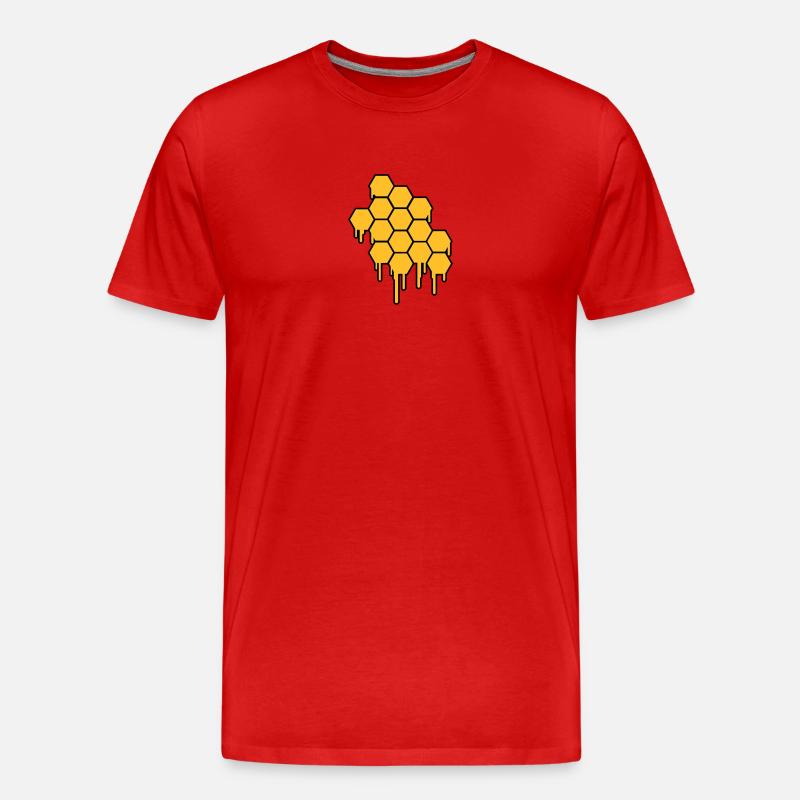 Honeycombs Pattern - Männer Premium Bio T-Shirt - Rot
