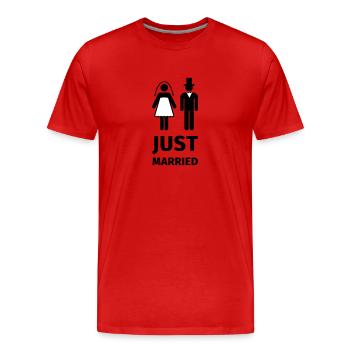 just married - Men's Premium Organic T-Shirt - red - Front - Damien (186cm)