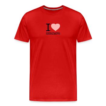J’ADORE LES CREVETTES - T-shirt bio Premium Homme - rouge - Devant - Damien (186cm)