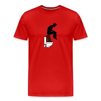 loo toilettes énorme gros gâteaux merde de toilett - T-shirt bio Premium Homme - rouge - Devant - Damien (186cm)