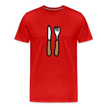 Cutlery - Men's Premium Organic T-Shirt - red - Front - Damien (186cm)