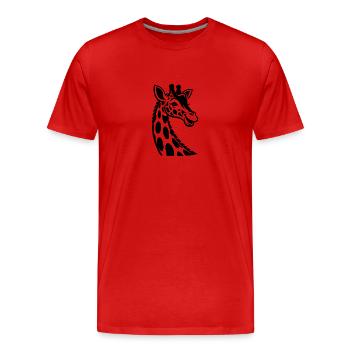 Drôle Girafe Style Afrique Safari Animalier - T-shirt bio Premium Homme - rouge - Devant - Damien (186cm)
