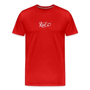 Battement de cœur de Kiel Ville hanséatique de Kiel - T-shirt bio Premium Homme - rouge - Devant - Damien (186cm)