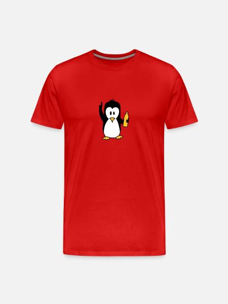 Drunk drinking beer party Penguin - Men's Premium Organic T-Shirt - red