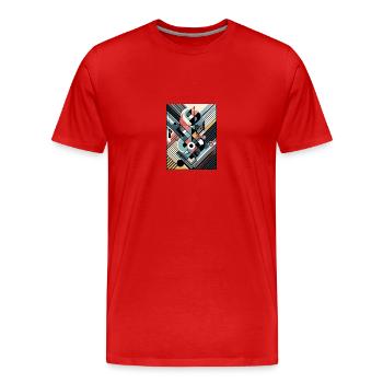 Symphonie géométrique - T-shirt bio Premium Homme - rouge - Devant - Damien (186cm)