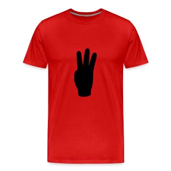 drei Finger Gruß freiheit - Männer Premium Bio T-Shirt - Rot - Vorne - Damien (186cm)