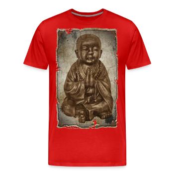 Moine bouddhiste - style antique - T-shirt bio Premium Homme - rouge - Devant - Damien (186cm)