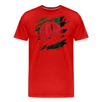 Bangladesch - Nationalfahne, Kratzer, Risse - Männer Premium Bio T-Shirt - Rot - Vorne - Damien (186cm)