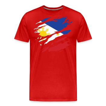Philippinen - Nationalfahne, Kratzer, Risse - Männer Premium Bio T-Shirt - Rot - Vorne - Damien (186cm)