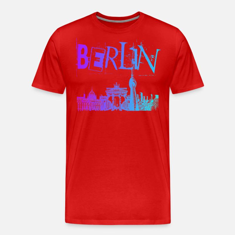 Berlin Skyline Panorama - Männer Premium Bio T-Shirt - Rot