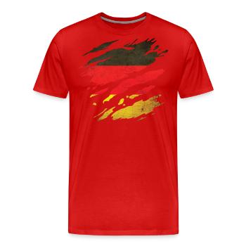 Allemagne - Drapeau national, rayures, fissures - T-shirt bio Premium Homme - rouge - Devant - Damien (186cm)