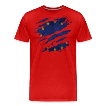 Europe - National flag, scratches, cracks - Men's Premium Organic T-Shirt - red - Front - Damien (186cm)