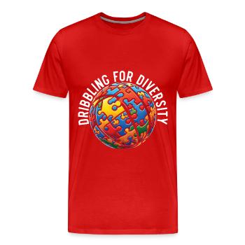 Autismus-Basketballspieler - Männer Premium Bio T-Shirt - Rot - Vorne - Damien (186cm)