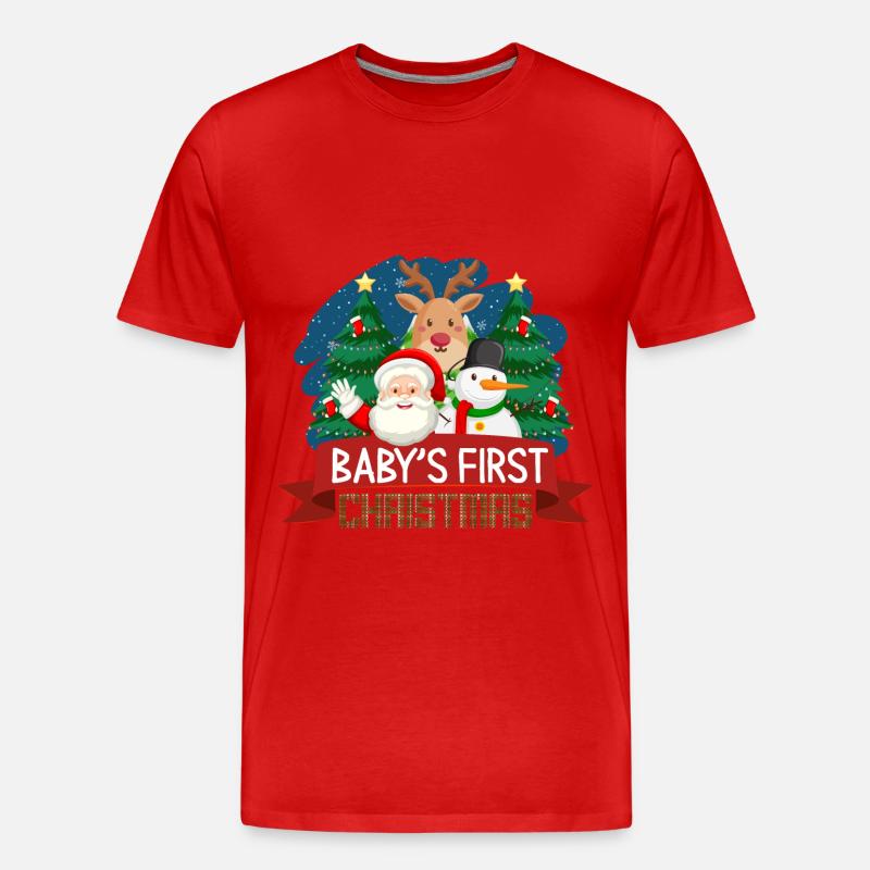 Babys erstes Weihnachtsgeschenk - Männer Premium Bio T-Shirt - Rot