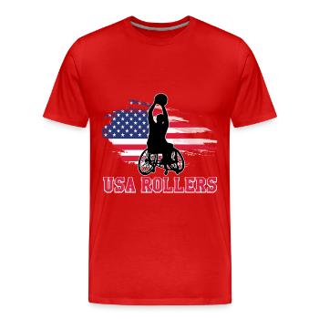 Handicap for Wheelchair Basketball Players USA - Men's Premium Organic T-Shirt - red - Front - Damien (186cm)