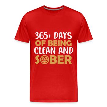 Foi, sobriété, vie sobre, cherche le Christ - T-shirt bio Premium Homme - rouge - Devant - Damien (186cm)