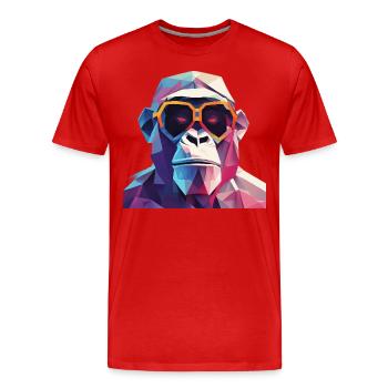 Cool monkey in wrinkled robe - Men's Premium Organic T-Shirt - red - Front - Damien (186cm)
