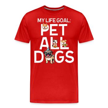 Mon objectif de vie est d’caresser tous les chiens - T-shirt bio Premium Homme - rouge - Devant - Damien (186cm)