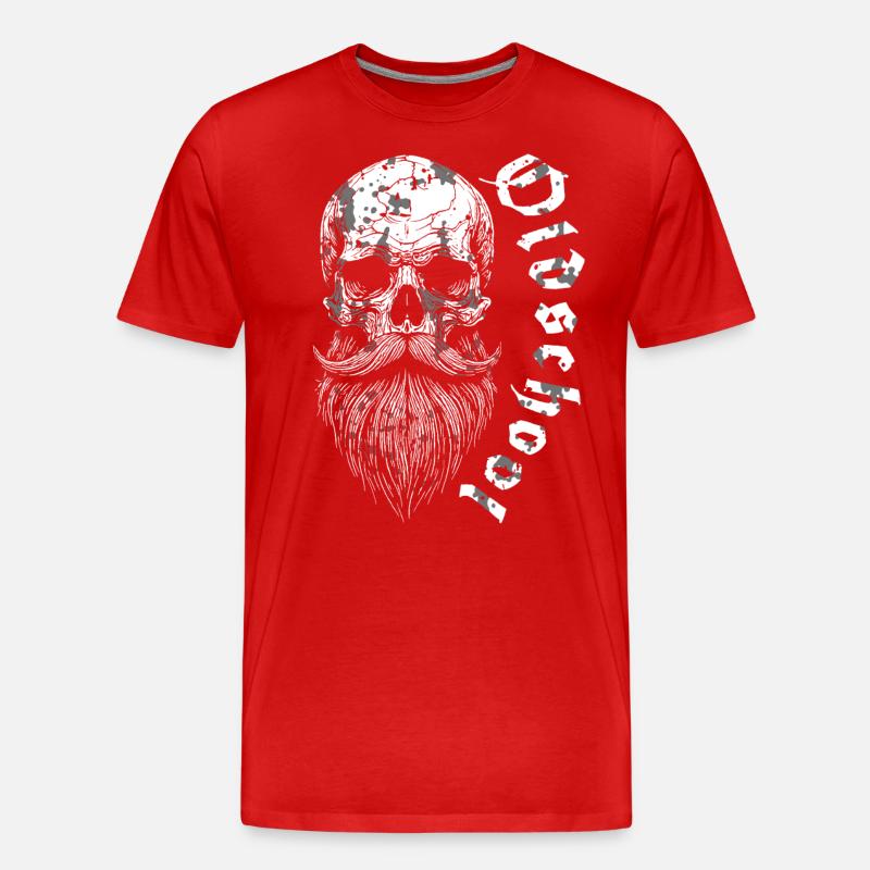 Bärtiger Oldschool Skull - Männer Premium Bio T-Shirt - Rot