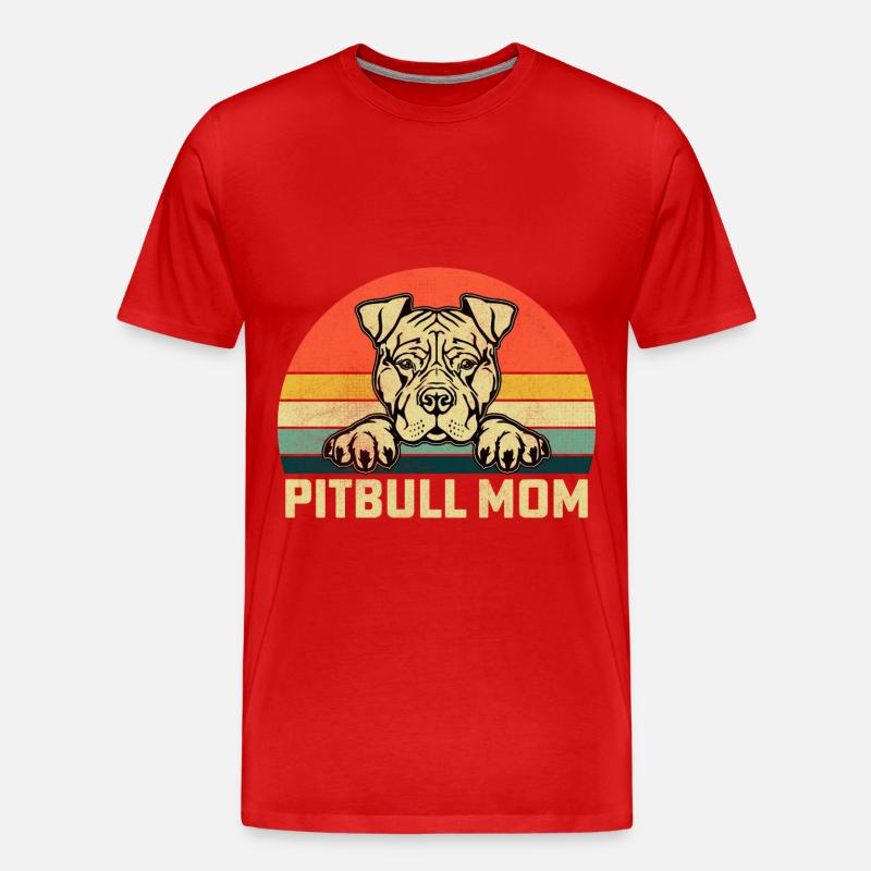 Pitbull Mom - Männer Premium Bio T-Shirt - Rot