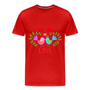 Oiseaux de mariage Thème de mariage Mariage Amour Mariage - T-shirt bio Premium Homme - rouge - Devant - Damien (186cm)