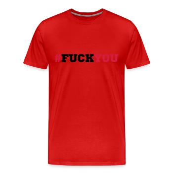 Hashtag text pattern symbol fuck you off logo desi - Men's Premium Organic T-Shirt - red - Front - Damien (186cm)