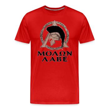 Molon Labe - Männer Premium Bio T-Shirt - Rot - Vorne - Damien (186cm)
