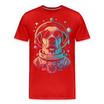 Retro Space Labrador Shirt Colorful Artwork - Men's Premium Organic T-Shirt - red - Front - Damien (186cm)