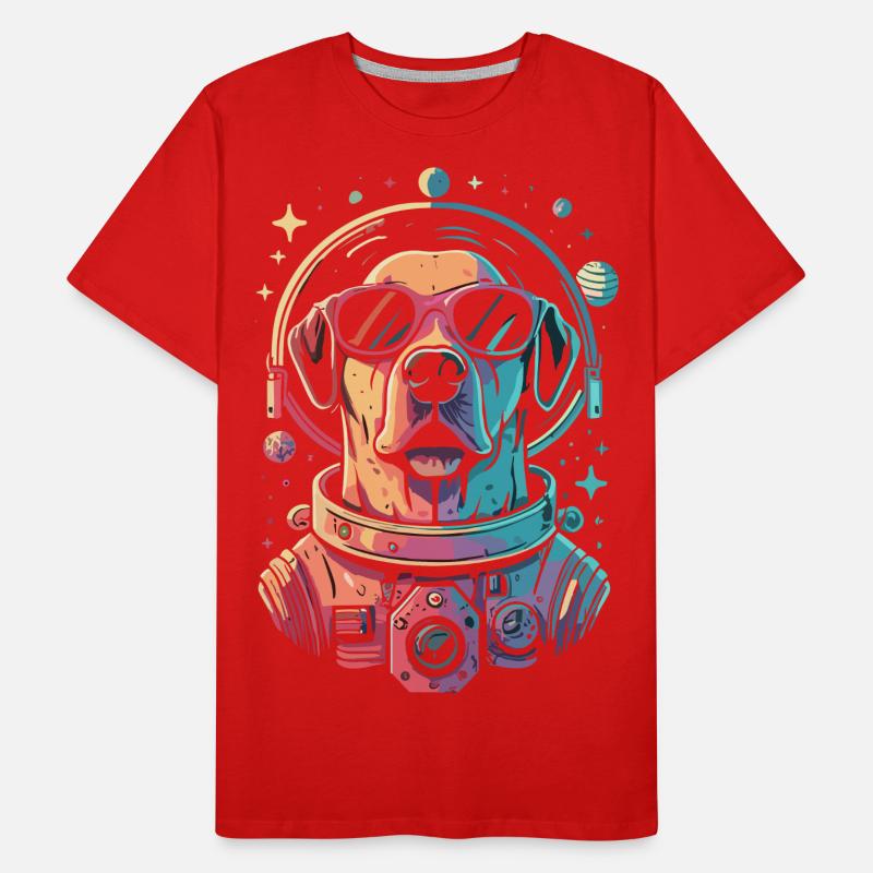 Chemise Labrador de l’espace rétro oeuvre colorée T-shirt bio Premium Homme