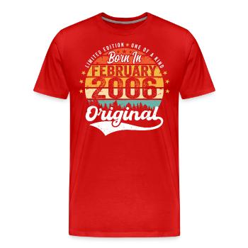Né en février 2006 - cadeau d'anniversaire - T-shirt bio Premium Homme - rouge - Devant - Damien (186cm)