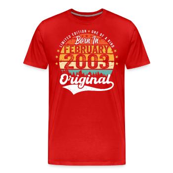 Né en février 2003 - cadeau d'anniversaire - T-shirt bio Premium Homme - rouge - Devant - Damien (186cm)