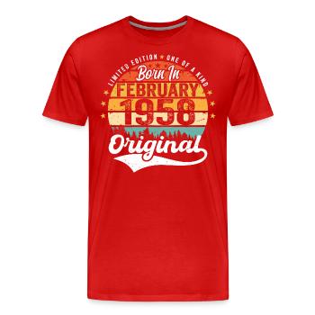 Né en février 1958 - cadeau d'anniversaire - T-shirt bio Premium Homme - rouge - Devant - Damien (186cm)