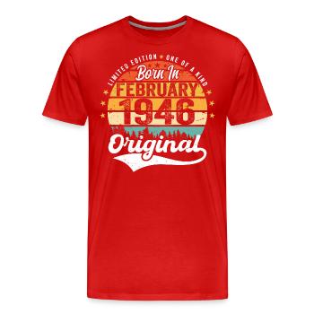 Né en février 1946 - cadeau d'anniversaire - T-shirt bio Premium Homme - rouge - Devant - Damien (186cm)