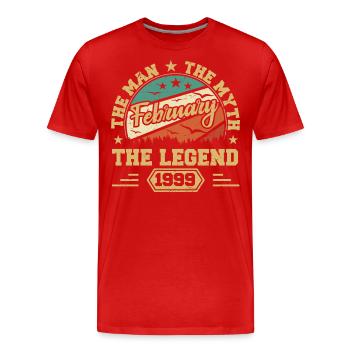 Geburtstagsgeschenk - geboren im Februar 1999 - Männer Premium Bio T-Shirt - Rot - Vorne - Damien (186cm)