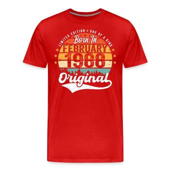 Born in February 1988 - birthday present - Men's Premium Organic T-Shirt - red - Front - Damien (186cm)