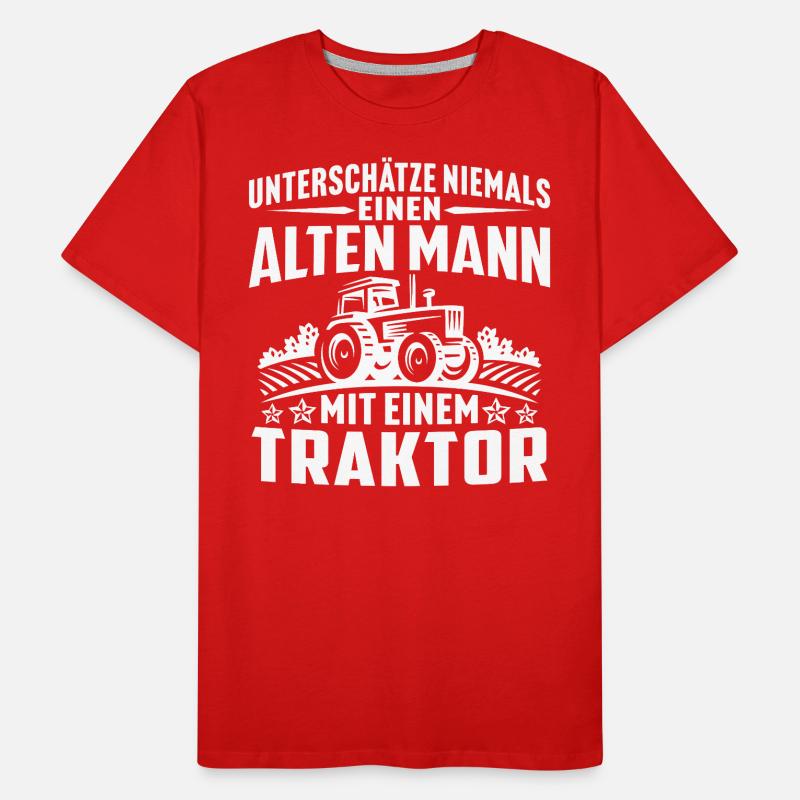 Alten mann mit einem traktor Männer Premium Bio T-Shirt