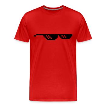 lunette pixel internet meme fun - T-shirt bio Premium Homme - rouge - Devant - Damien (186cm)