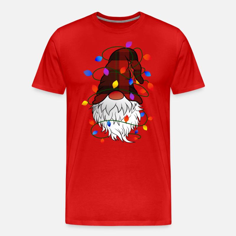 Weihnachts Gnom mit Lichterkette - Männer Premium Bio T-Shirt - Rot