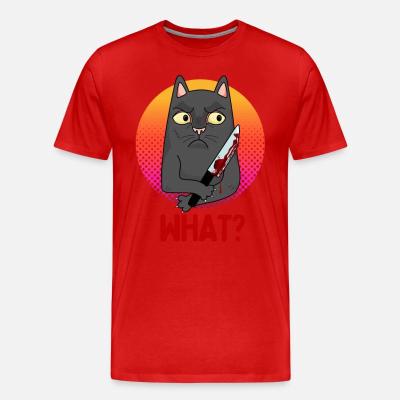 Funny Innocent Murder Cat Scary - Männer Premium Bio T-Shirt - Rot
