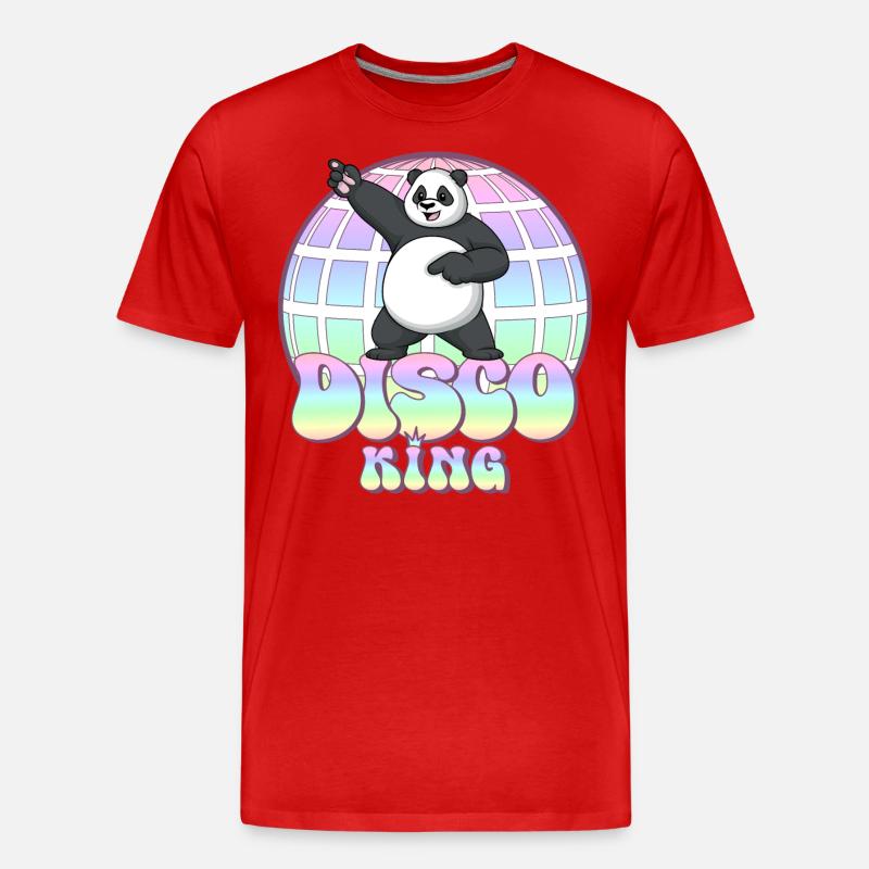 Discoking Panda anni ' 70 Disco Ball Disco King - Maglietta ecologica premium da uomo - rosso