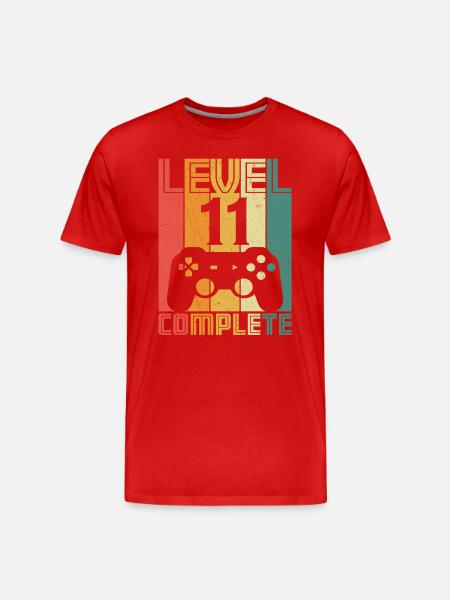 11e verjaardag Gamer Level 11 Compleet 11 jaar - Mannen premium biologisch T-shirt - rood