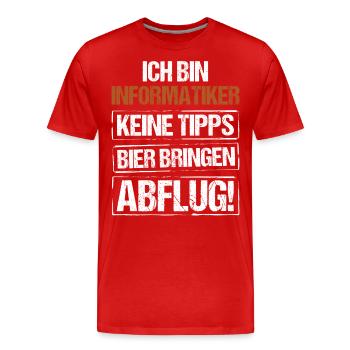 Je suis informaticien - apportez de la bière et décollez - T-shirt bio Premium Homme - rouge - Devant - Damien (186cm)