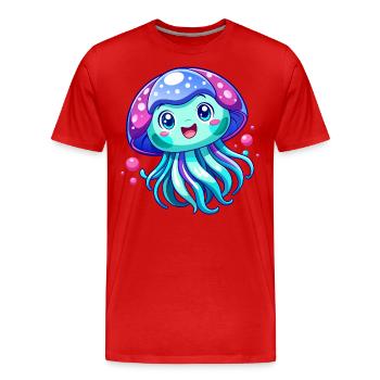 Cute Jellyfish - Men's Premium Organic T-Shirt - red - Front - Damien (186cm)