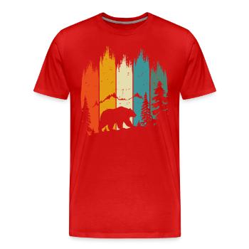 Tierwelt, Bär, Natur, Outdoor, Berge, Wald - Männer Premium Bio T-Shirt - Rot - Vorne - Damien (186cm)