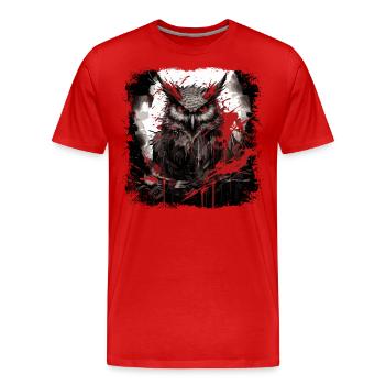 Gothic Eule - Männer Premium Bio T-Shirt - Rot - Vorne - Damien (186cm)