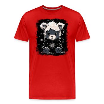 Ours en peluche Emo mignon - T-shirt bio Premium Homme - rouge - Devant - Damien (186cm)