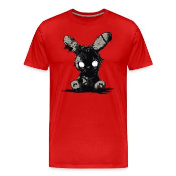 Mignon lapin effrayant - T-shirt bio Premium Homme - rouge - Devant - Damien (186cm)