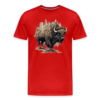 Buffalo - Men's Premium Organic T-Shirt - red - Front - Damien (186cm)
