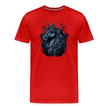 Einhorn Fantasy - Männer Premium Bio T-Shirt - Rot - Vorne - Damien (186cm)